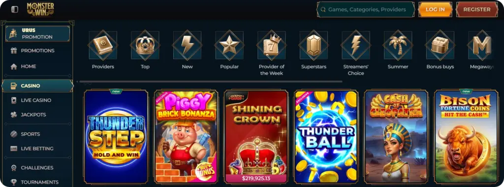 MonsterWin Casino slots library